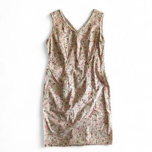 Vintage Nordstrom Pink and Floral Mini Dress Sleeveless with Frills